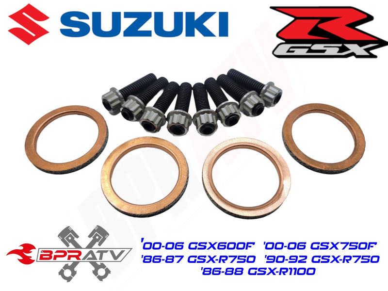 Suzuki GSX 600F 750F R750 GSX-R1100 Exhaust Stud Gasket TITANIUM Nuts Repair Kit