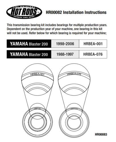 Yamaha Blaster 200 YFS200 YFS 200 Hot Rods Heavy Duty Transmission Bearings Kit