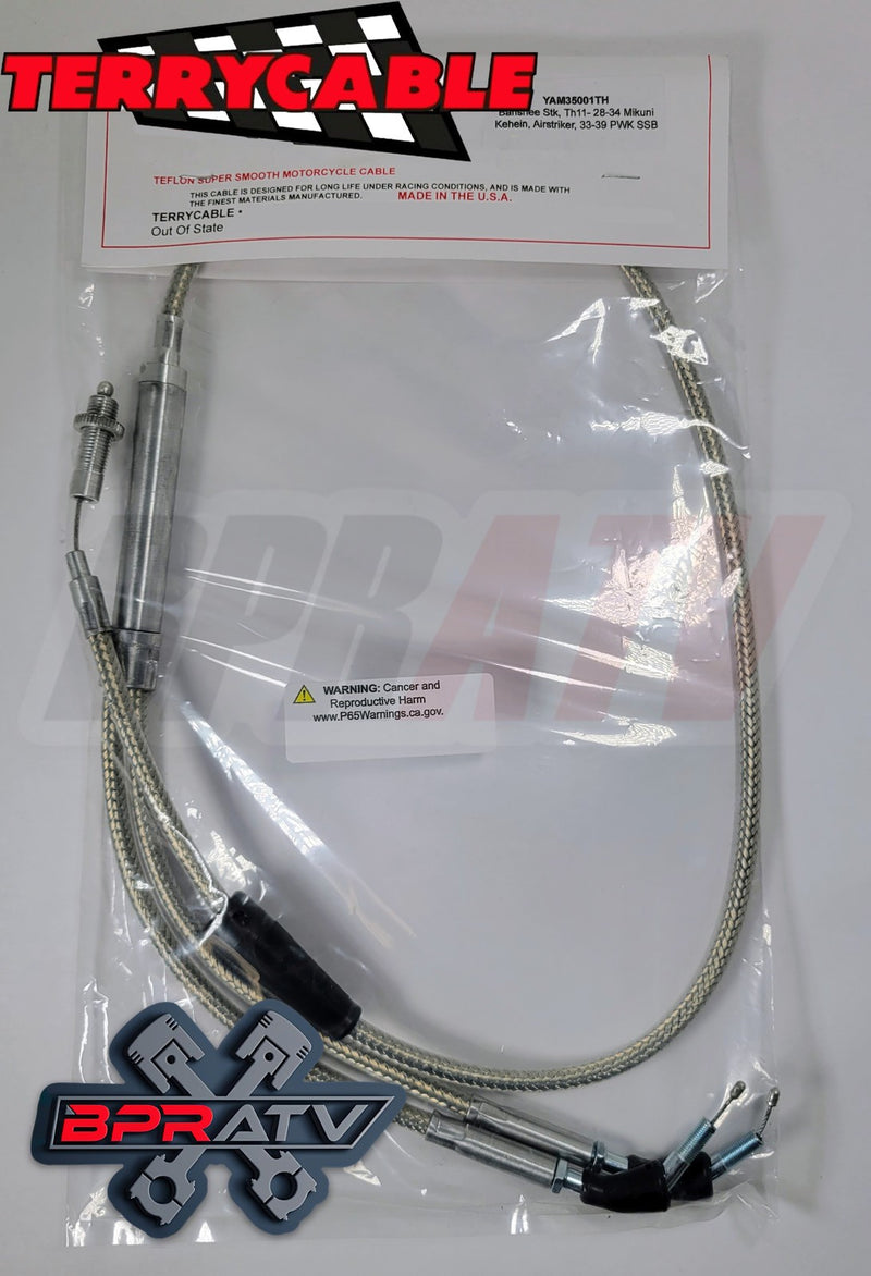 Yamaha Banshee Terry Cable Steel Braided Dual Thumb Throttle Cables PWK 28-39mm