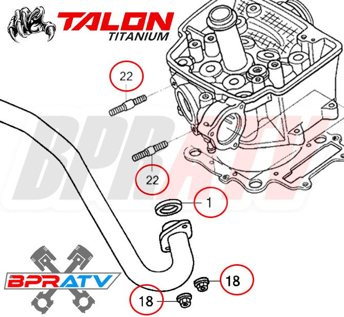 Honda TRX450R TRX 450R BPRATV TITANIUM Exhaust Head Pipe Studs Bolts Nuts Gasket