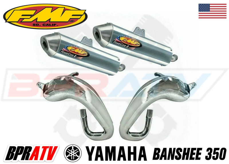 Yamaha Banshee 350 FMF Full Exhaust Fatty Pipes PowerCore 2 II Silencers Set Kit