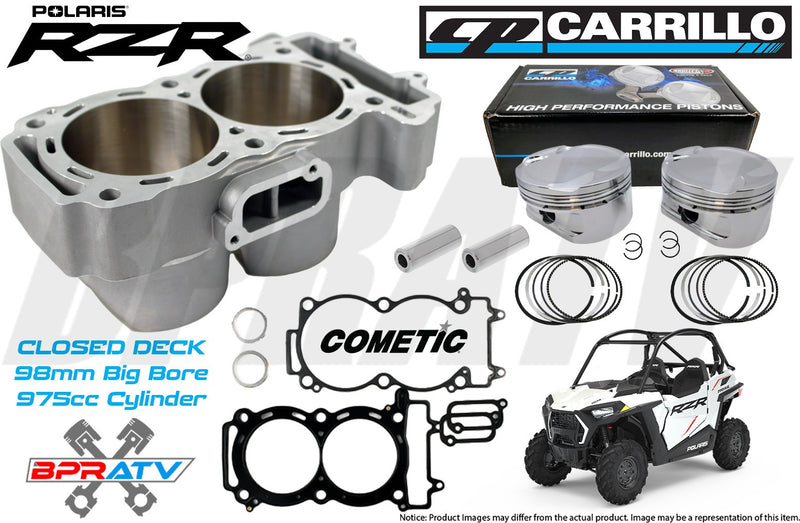 2014 RZR-4 900 98mm 975 Big Bore Cylinder CP Pistons Cometic Top End Rebuild Kit