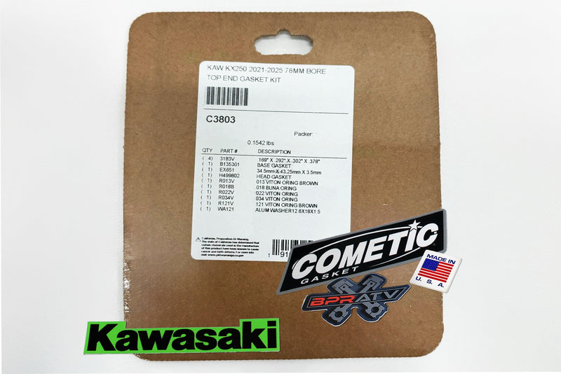 21-25 Kawasaki KX250F KX 250F 78mm Stock Bore Cometic Top End Gasket Kit C3803