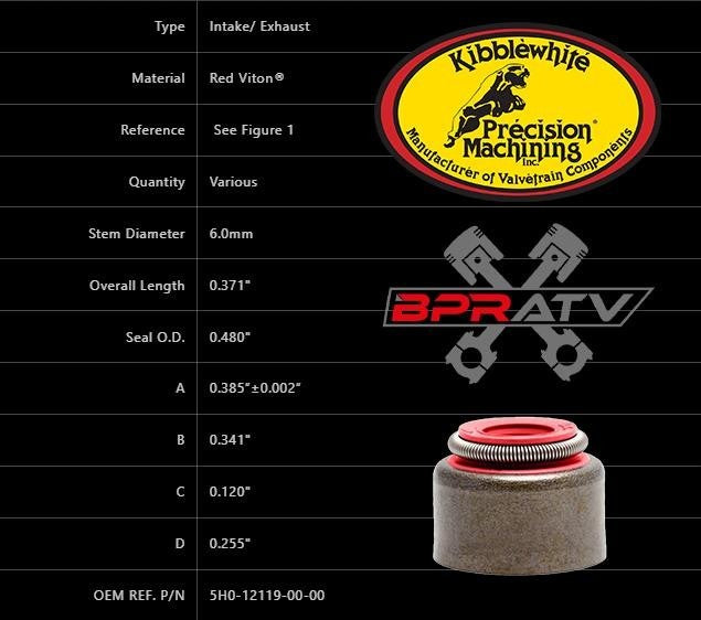 Raptor Rhino Grizzly 660 Kibblewhite Viton Valve Stem Seals Seal Set of 5 Five