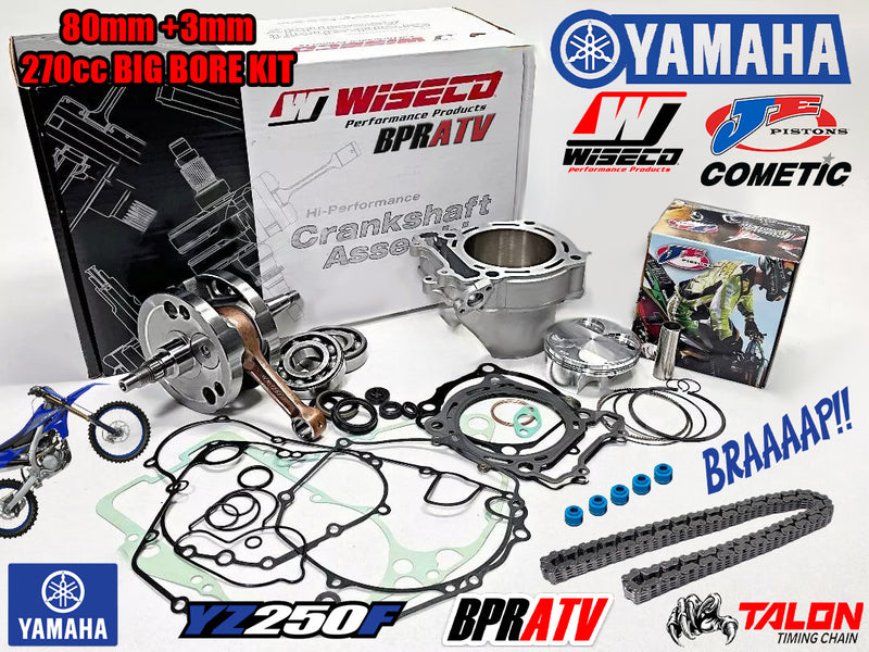 YZ250F YZ 250F 80mm Big Bore Wiseco Engine Rebuild Kit Cylinder Piston JE 05-13