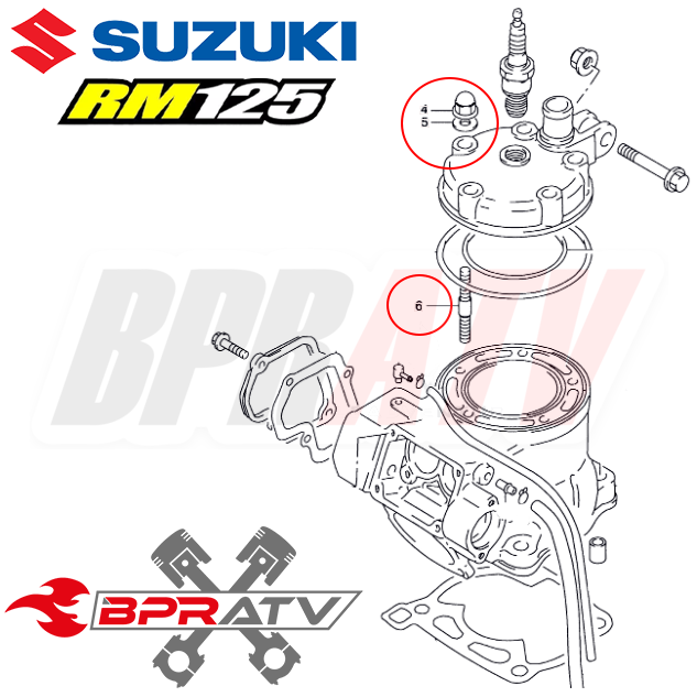 89-08 Suzuki RM125 TITANIUM Cylinder Head Stud Kit Cylinder Bolts Nuts & Washers