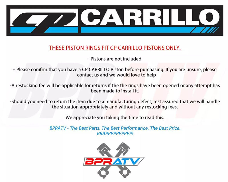 11-14 RZR XP900 XP 900 98mm CP Carrillo Piston Rings Cometic Gaskets KPMI Seals