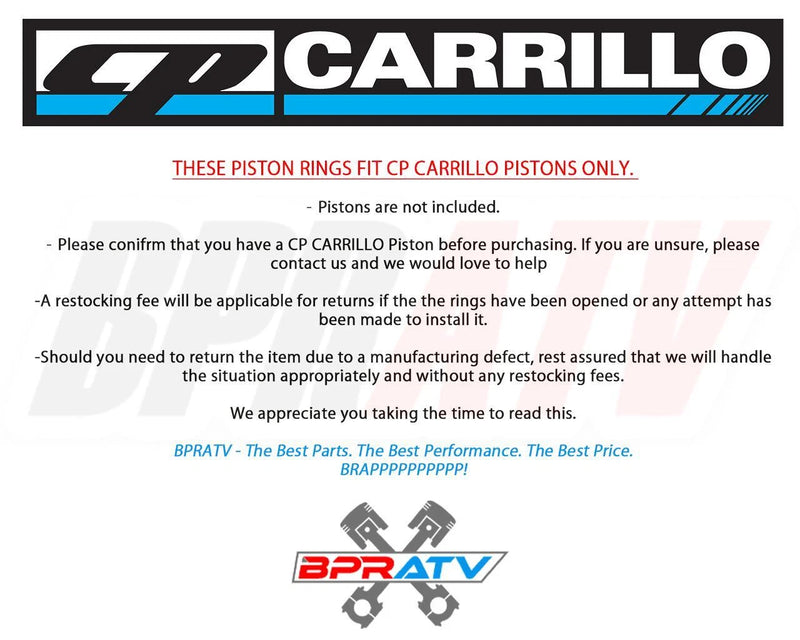 Yamaha YFZ450 YFZ 450X YFZ 450R YZ450F 98mm 98 mm Big Bore CP Piston Rings Only