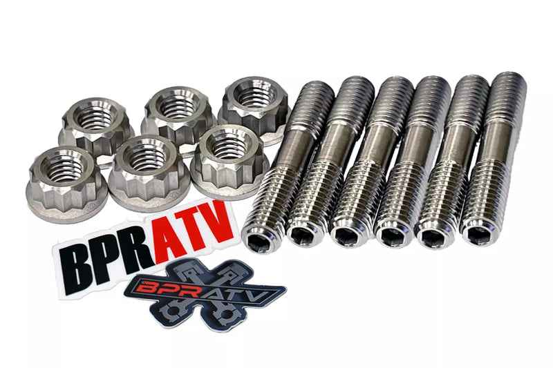 Best RZR Pro XP Turbo S S4 Ti Exhaust Studs Titanium Stud Bolt 12 Point Nuts Kit