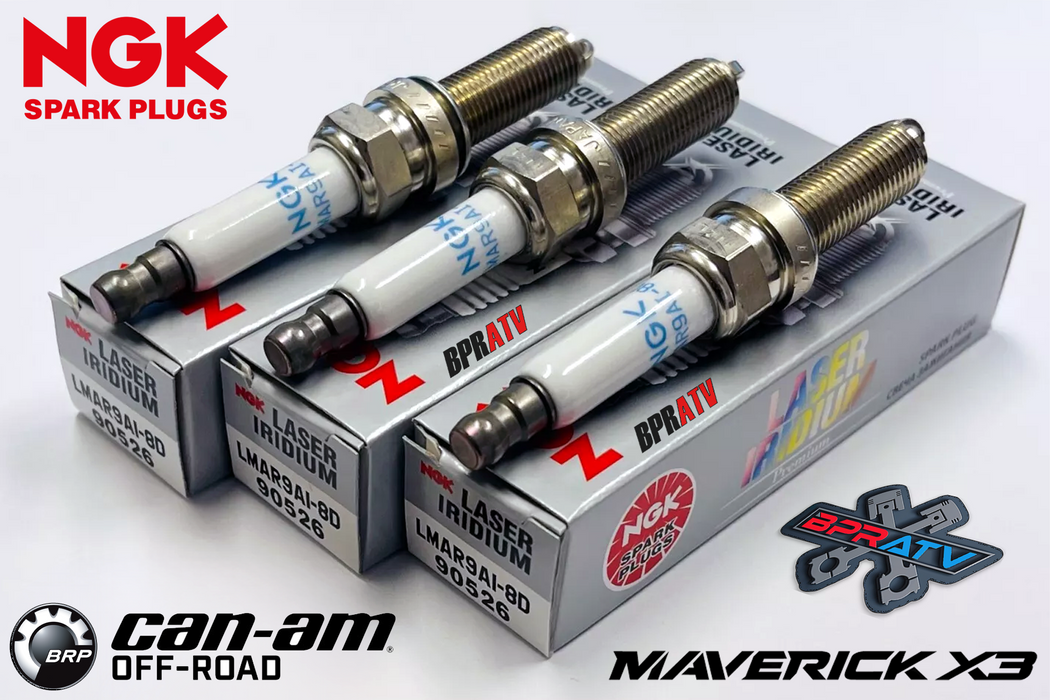 NGK Iridium Spark Plugs Set of 3 - LMAR9AI-8D for Can-Am Maverick X3 All Models!