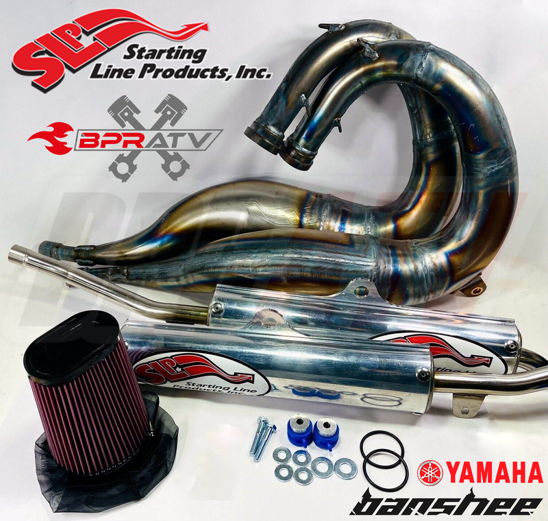 Yamaha BANSHEE SLP EXHAUST TWINS PIPES Stage 2 Pro Flow Filter Pre-Filter +10 HP