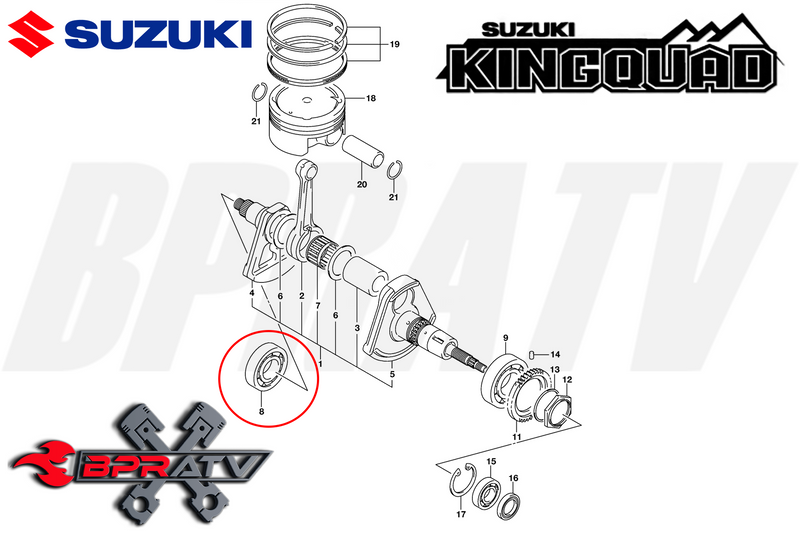 King Quad 700 750 SKF Crank Bearing Right Side Replaces Suzuki OEM # 12223-31G02