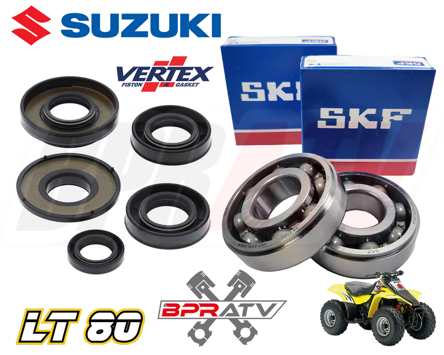 Suzuki LT80 LT 80 SKF OEM Upgrade Crankshaft Crank Main Bearings & Oil Seal Kit