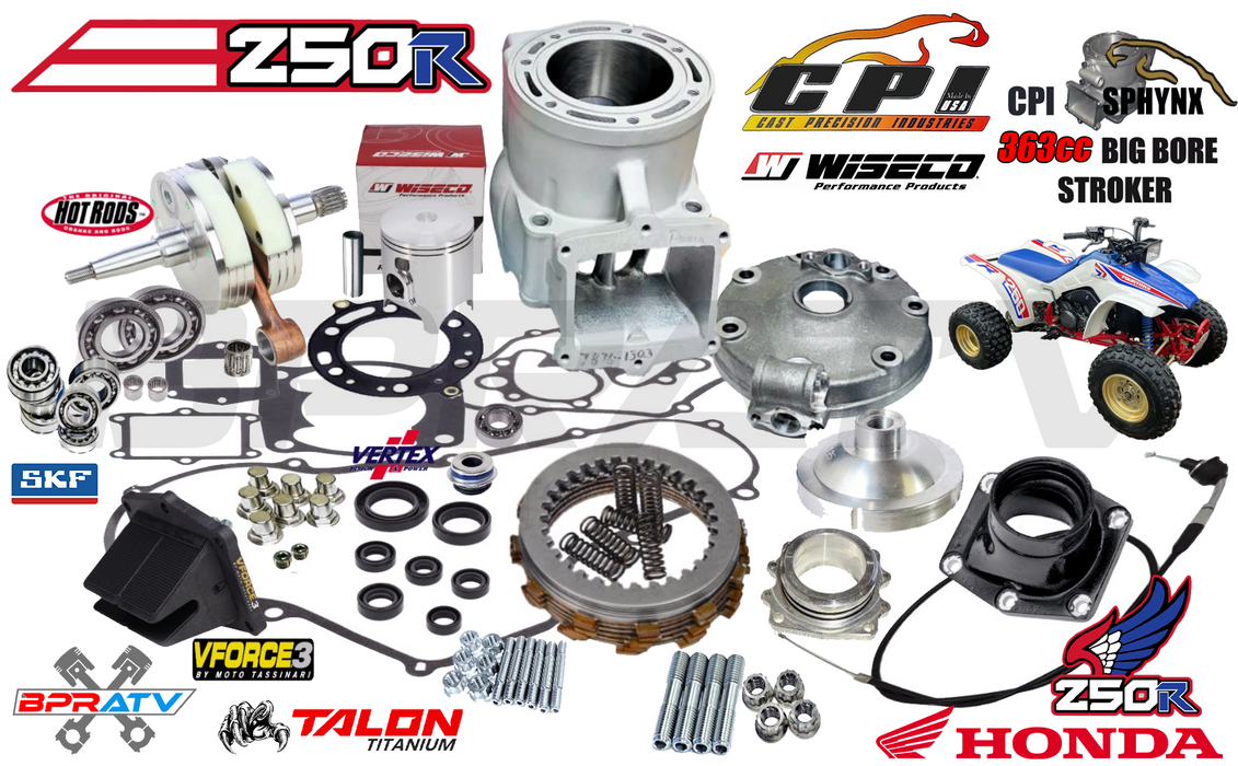 TRX250R Sphynx Cylinder Ported 363cc Big Bore Complete Stroker Motor Rebuild Kit