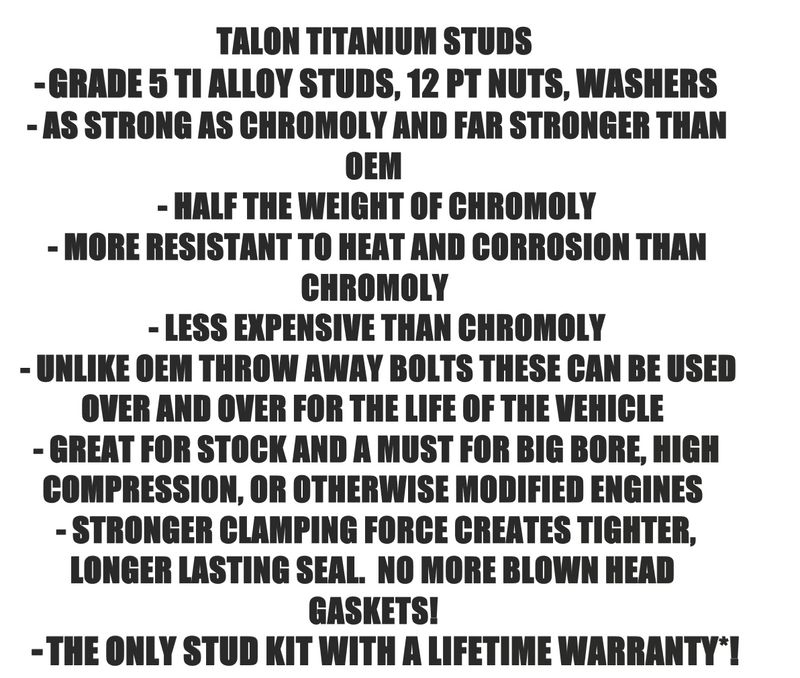 Raptor Rhino Grizzly 700 Cylinder Studs Titanium Heavy Duty Cases Stud Bolt Kit