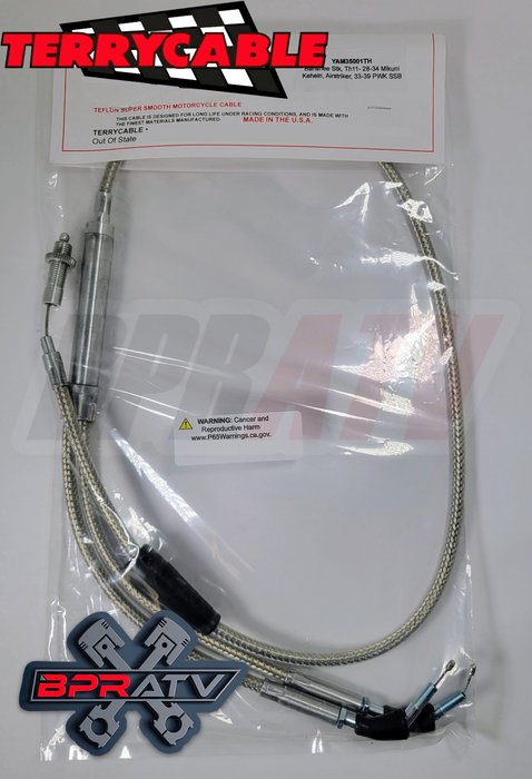 Yamaha Banshee Terry Cable Steel Braided Dual Thumb Throttle Cables PWK 28-41mm