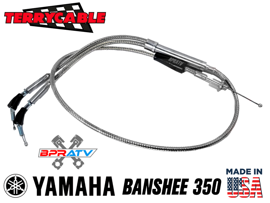 Yamaha Banshee Terry Cable Steel Braided Dual Thumb Throttle Cables PWK 28-41mm