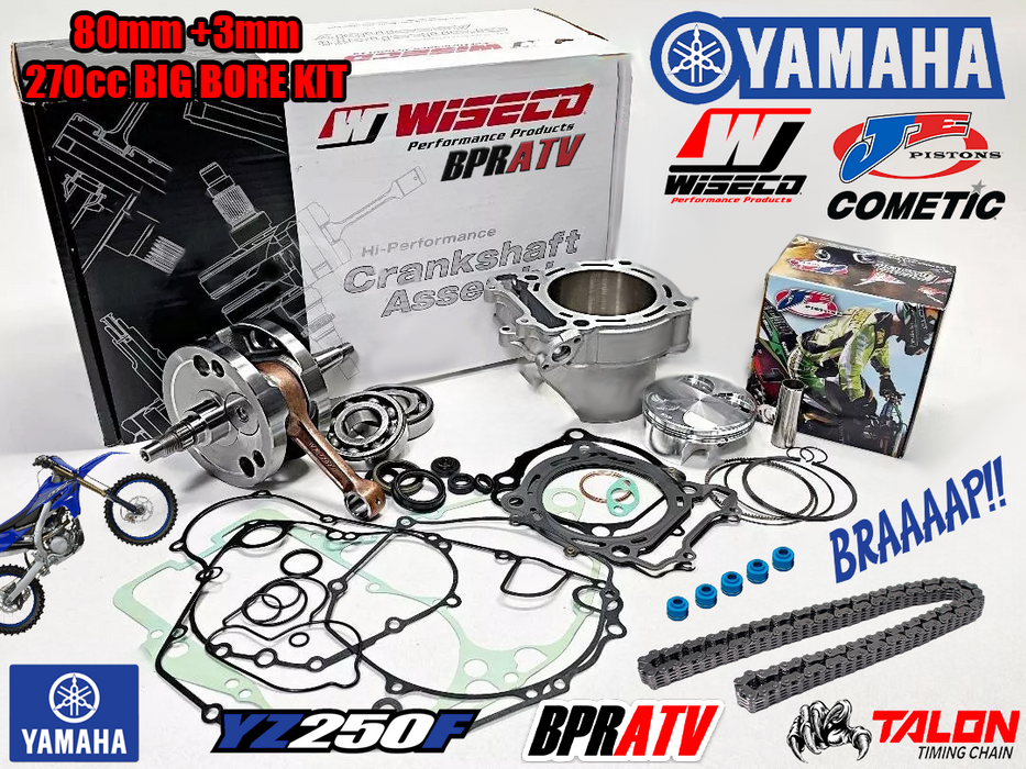 03 04 Yamaha YZ250F 80mm 290cc Cylinder JE Piston Wiseco Crank Motor Rebuild Kit