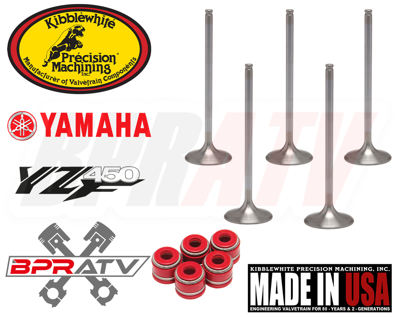 Yamaha YZ450F YZ 450F Stock Size Kibblewhite Intake Exhaust Valves RED ...
