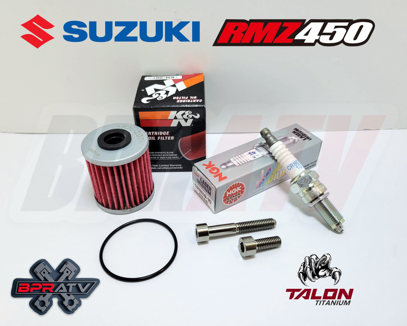RMZ450 RMZ 450 NGK Iridium Spark Plug RM-Z K&N Oil Filter O-Ring Titanium Bolts