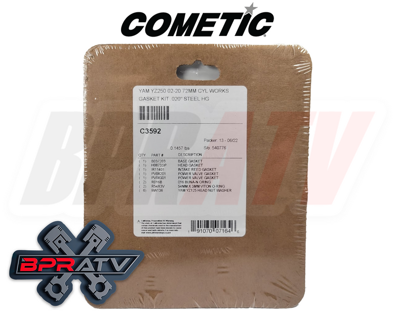 02-25 Yamaha YZ250 YZ 250 250X 72mm Big Bore Cometic Top End Gasket Kit CW C3592