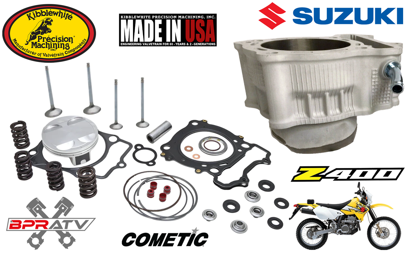 0019 Suzuki DRZ400 KIBBLEWHITE Top End Piston Rebuild Kit Valves + Cy
