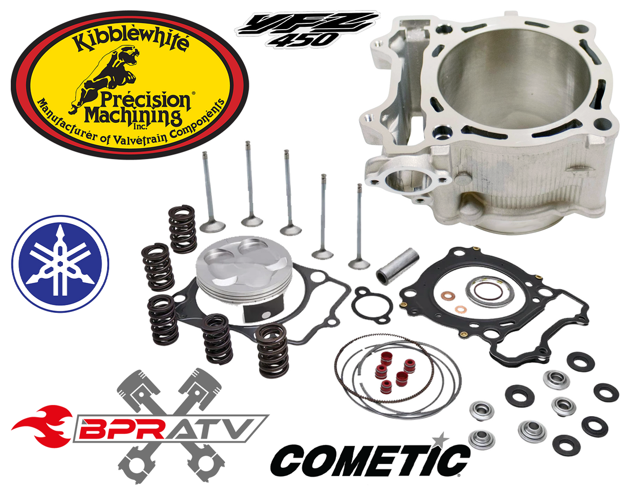 04-09 Yamaha YFZ 450 KIBBLEWHITE Top End Piston Rebuild Kit Valves Cyl ...