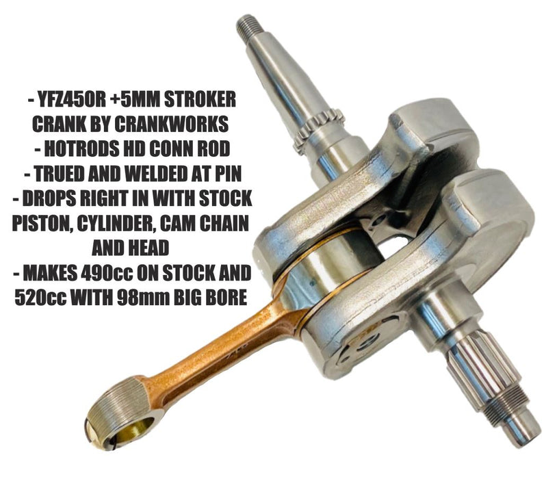 YFZ450R YFZ450X Stroker Crank +5 Crankshaft Heavy Duty Crankworks Drop In 5mm