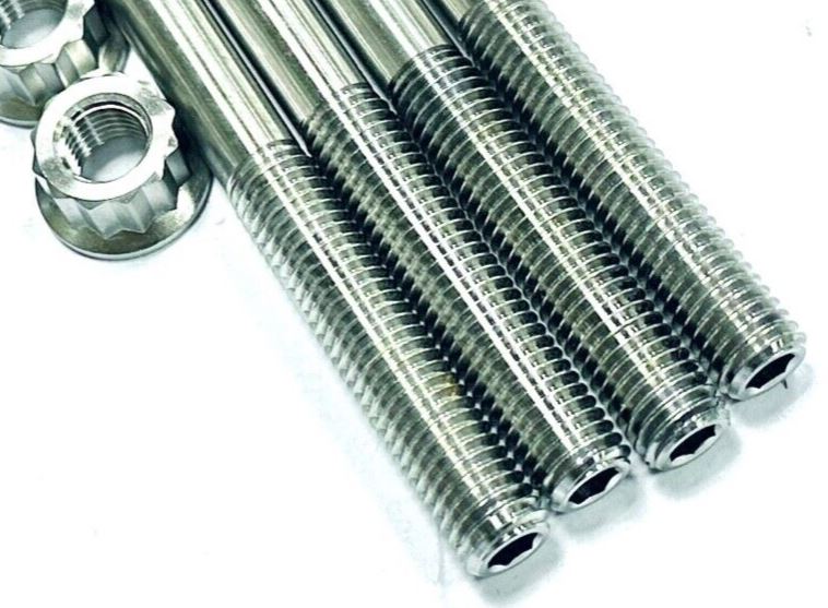 Rhino Grizzly 660 Ti Cylinder Head Studs ALL TITANIUM Head Stud 12 Point Nut Kit