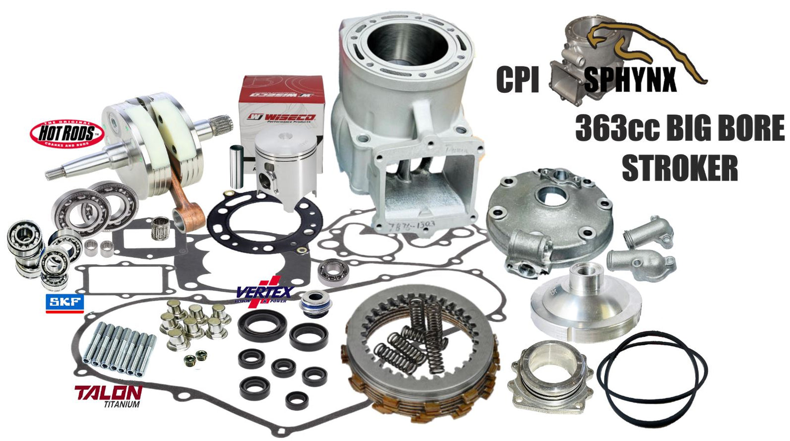 TRX250R Sphynx Big Bore Stroker Rebuild Kit 363cc Ported Cylinder Comp