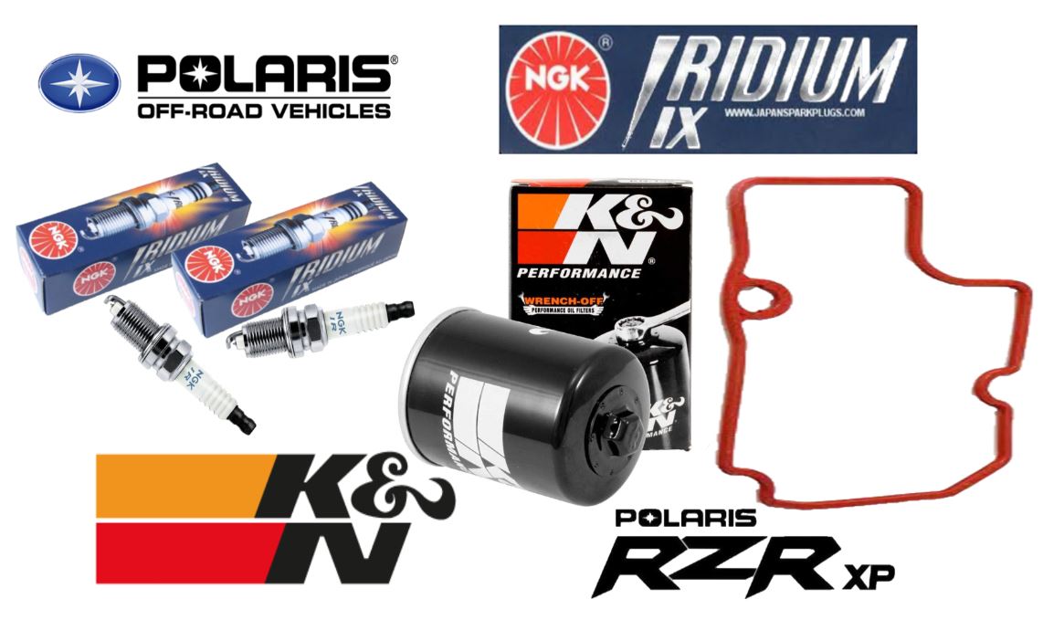 Polaris RZR 900 1000 Spark Plugs KN Oil Filter Change Kit NGK Iridium Plug K&N