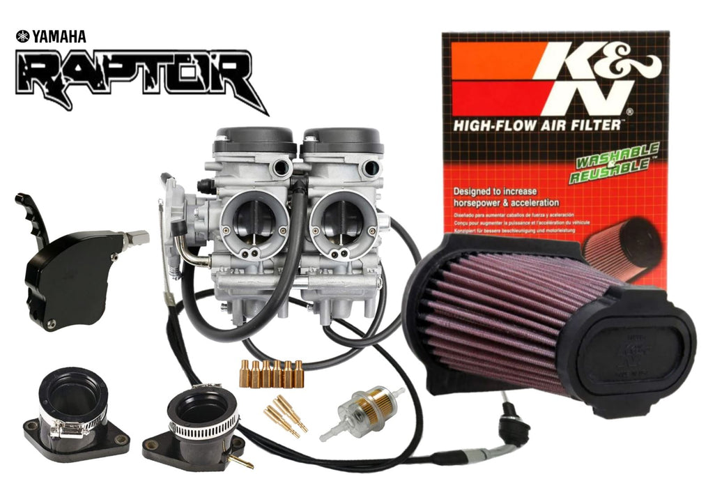 Raptor 660 Carb Kit Complete Stock Carburetor K&N Filter Black Billet Throttle