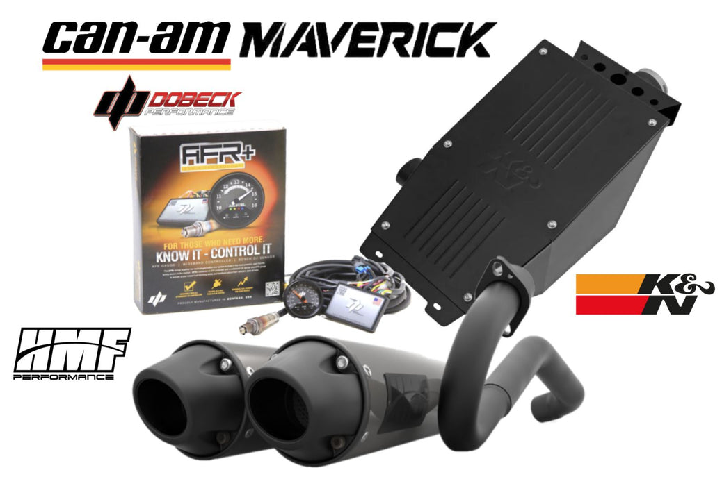 13-18 Maverick 1000R MAX HMF Blackout Performance Slip On Dobeck EFI K&N Intake