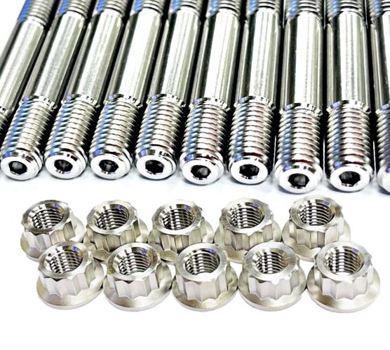 GSXS1000 Cylinder Head Studs GSX-S 1000F 1000Z TITANIUM Stud 12 Point Nut Kit