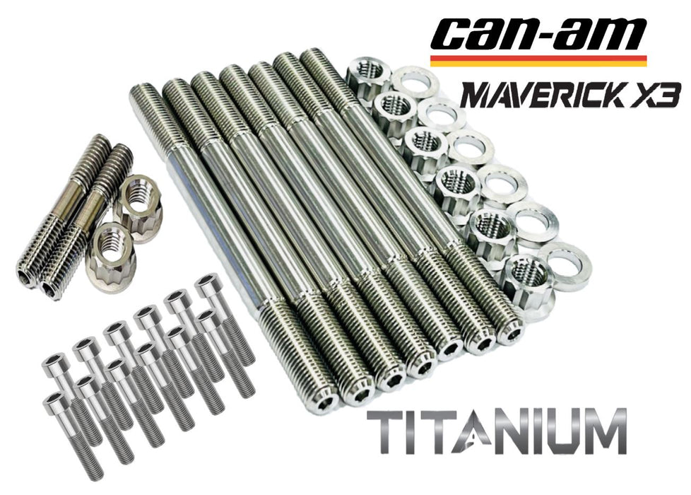 Maverick X3 X-3 Turbo Crankcase Stud Kit TITANIUM Bottom Top Case Studs Nuts Set