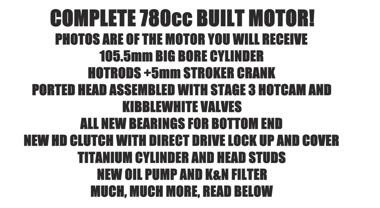 Raptor 700 Big Bore Stroker Built Motor 54mm TB Exhaust 780 Assembly Ported Head