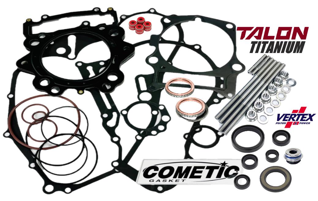 Raptor 700 108mm Gasket Kit Cometic Top Bottom Gaskets Seals TITANIUM Head Studs