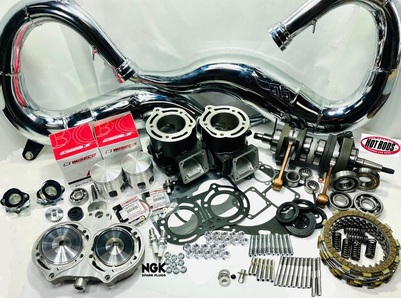 Banshee Ported Cylinders Rebuild Kit Top Bottom End Port Polish SLP Exhaust Pipe