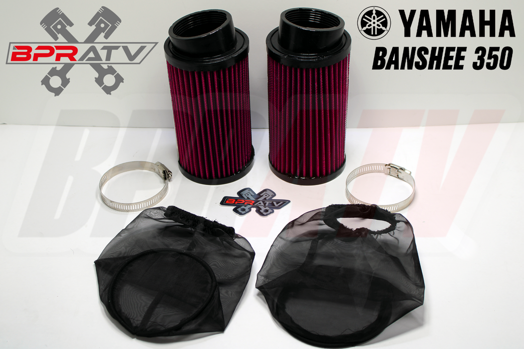 Yamaha Banshee CUB 6" Air Filter Pods 2.25" Flange PWK 33-36mm & OUTERWEARS Pair