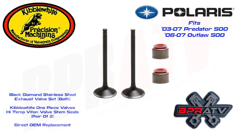 Polaris Predator Outlaw 500 Kibblewhite Head Fix EXHAUST Valves & Seals Pair Set