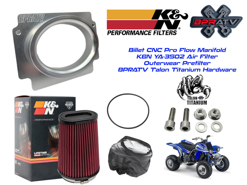 BPR Pro Flow Intake K&N YA-3502 Filter Kit TITANIUM Hardware Yamaha Banshee 350