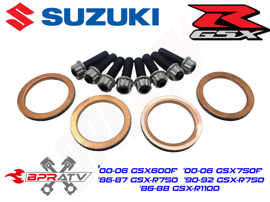Suzuki GSX 600F 750F R750 GSX-R1100 Exhaust Stud Gasket TITANIUM Nuts Repair Kit