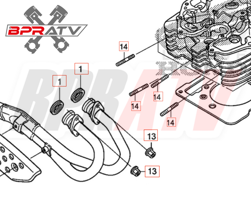 TRX400EX TRX 400EX Exhaust Studs Titanium Head Pipe Bolts Gasket Upgrade Kit Set