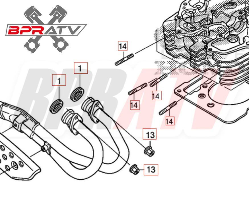 Honda 400EX 400X XR400R Exhaust Studs Titanium Head Pipe Gaskets Upgrade Kit Set