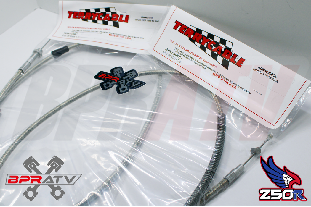 Honda TRX250R TRX ATC 250R Steel Braided Terry Thumb Throttle Clutch Cable 85-89