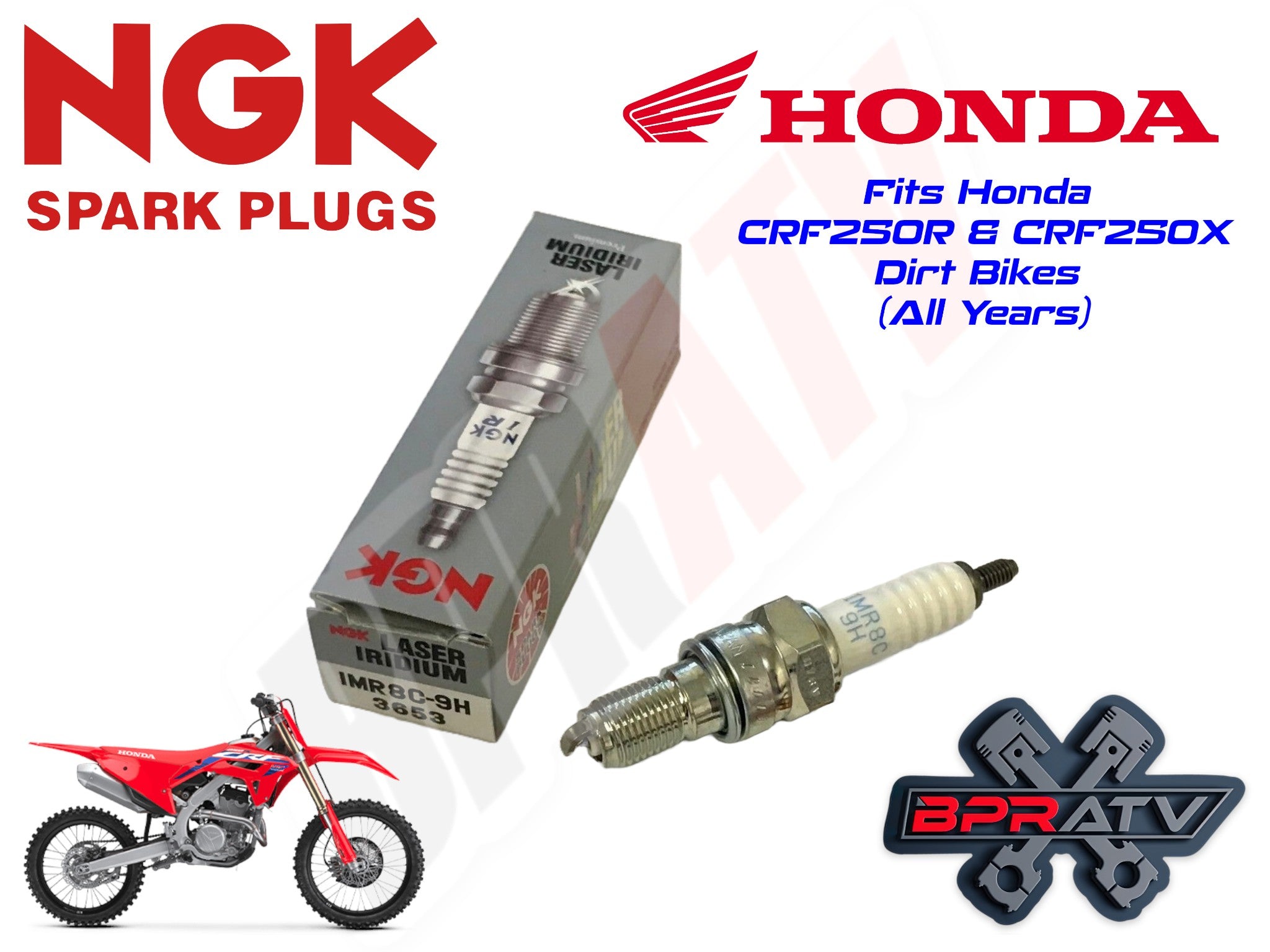 CRF 250Rさん専用　アダプター無し NGK Laser Iridium Spark Plug Part# IMR8C-9H Honda CRF250R CRF250X