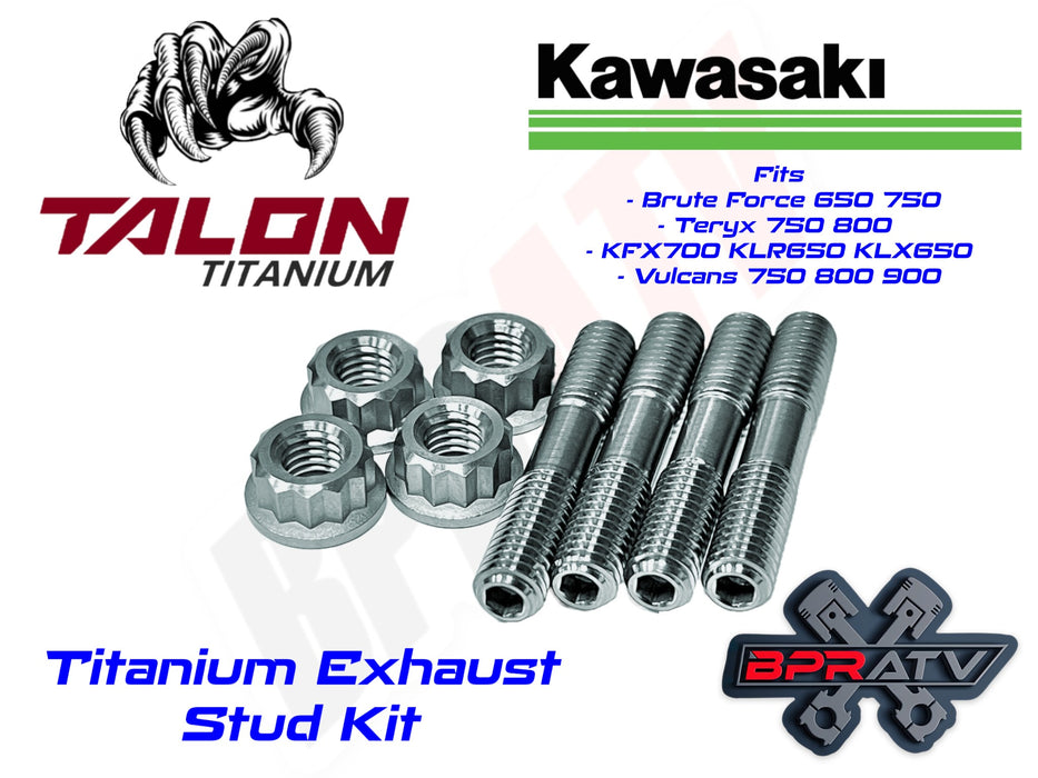 Kawasaki KVF 650 750 800 BPRATV Titanium Heavy Duty Exhaust Head Pipe Studs Kit