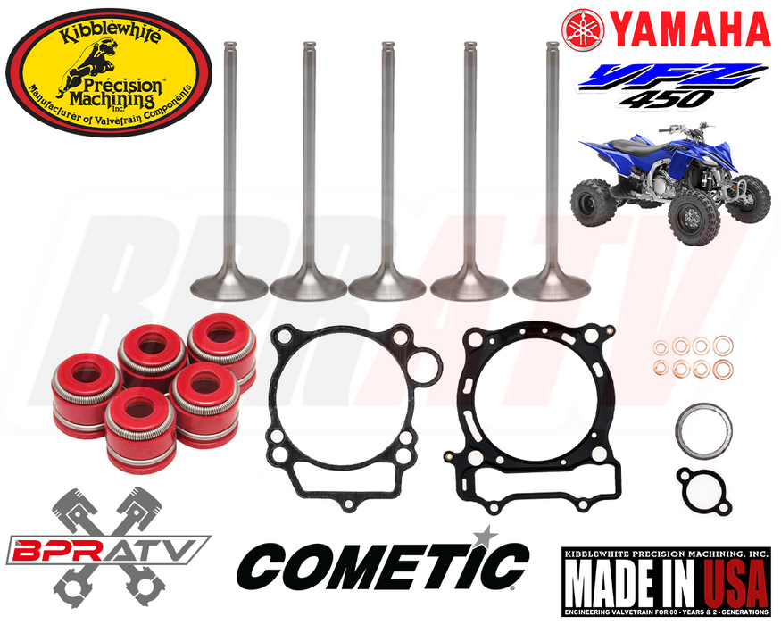 Yamaha YFZ450 YFZ 450 Kibblewhite Intake Exhaust Valves RED Seals Cometic Gasket